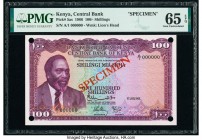 Kenya Central Bank of Kenya 100 Shillings 1.7.1966 Pick 5as Specimen PMG Gem Uncirculated 65 EPQ. Cancelled with 4 punch holes. 

HID09801242017

© 20...