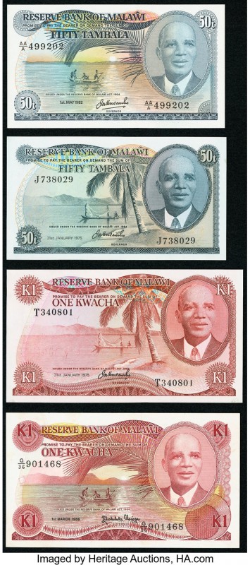 Malawi Group Lot of 4 Examples Crisp Uncirculated. Mild staining on the 1986 1 K...