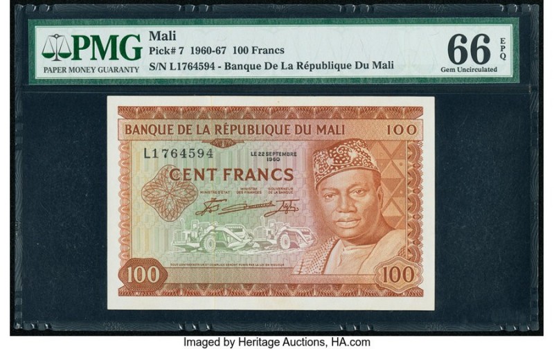 Mali Banque de la Republique du Mali 100 Francs 22.9.1960 (ND 1967) Pick 7 PMG G...