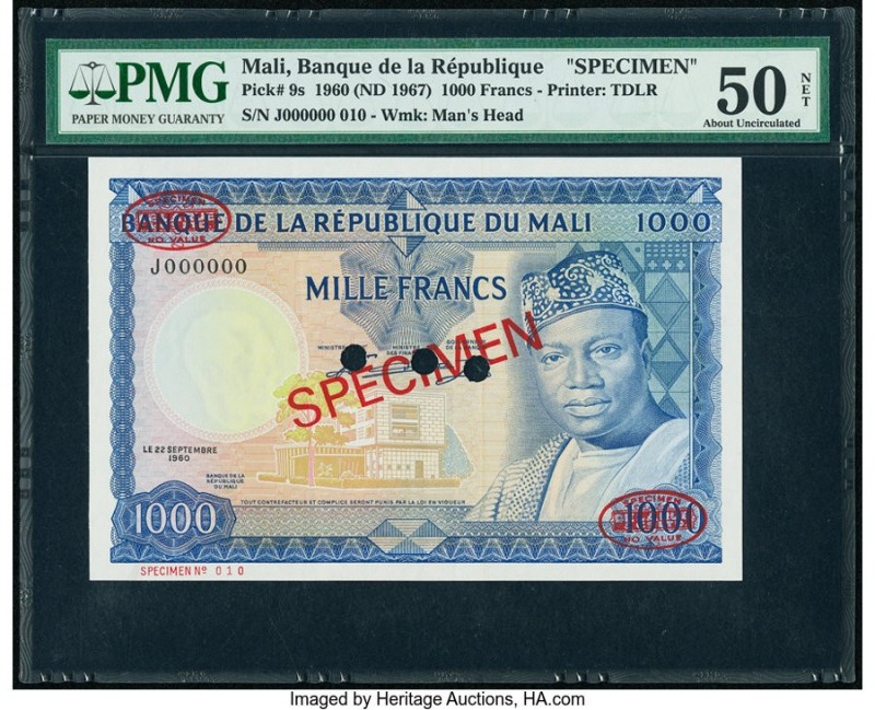 Mali Banque de la Republique du Mali 1000 Francs 22.9.1960 (ND 1967) Pick 9s Spe...