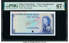 Malta Central Bank of Malta 1 Pound 1967 (ND 1969) Pick 29cts Color Trial Specimen PMG Superb Gem Unc 67 EPQ. One POC.

HID09801242017

© 2020 Heritag...