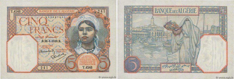 Country : ALGERIA 
Face Value : 5 Francs 
Date : 26 janvier 1939 
Period/Provinc...