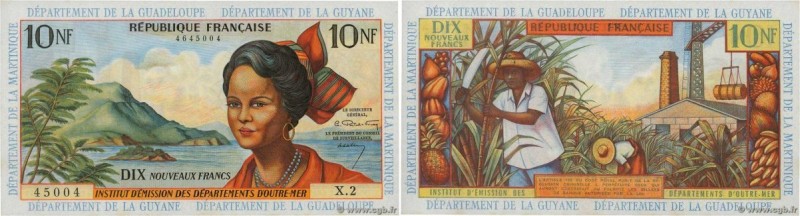 Country : FRENCH WEST INDIES 
Face Value : 10 Nouveaux Francs 
Date : (1962) 
Pe...