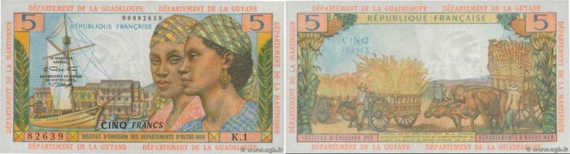 Country : FRENCH WEST INDIES 
Face Value : 5 Francs 
Date : (1966) 
Period/Provi...