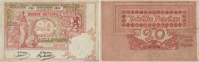 Country : BELGIUM 
Face Value : 20 Francs 
Date : 01 septembre 1914 
Period/Province/Bank : Banque Nationale de Belgique 
Catalogue reference : P.76 
...