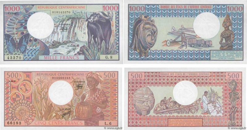 Country : CENTRAL AFRICAN REPUBLIC 
Face Value : 500 et 1000 Francs Lot 
Date : ...