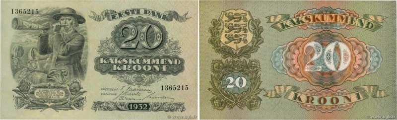 Country : ESTONIA 
Face Value : 20 Krooni 
Date : 1932 
Period/Province/Bank : E...