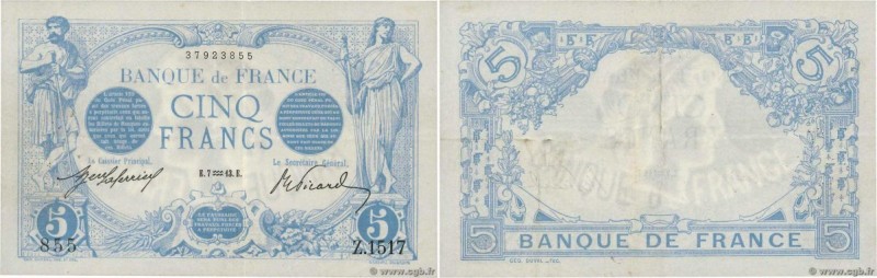 Country : FRANCE 
Face Value : 5 Francs BLEU 
Date : 07 janvier 1913 
Period/Pro...