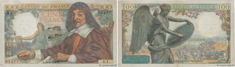 Country : FRANCE 
Face Value : 100 Francs DESCARTES 
Date : 15 mai 1942 
Period/...
