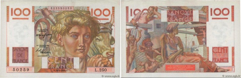 Country : FRANCE 
Face Value : 100 Francs JEUNE PAYSAN 
Date : 29 avril 1948 
Pe...