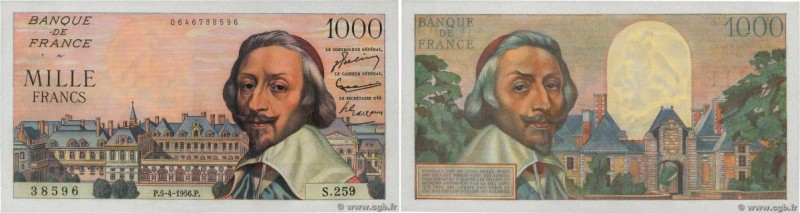 Country : FRANCE 
Face Value : 1000 Francs RICHELIEU 
Date : 05 avril 1956 
Peri...