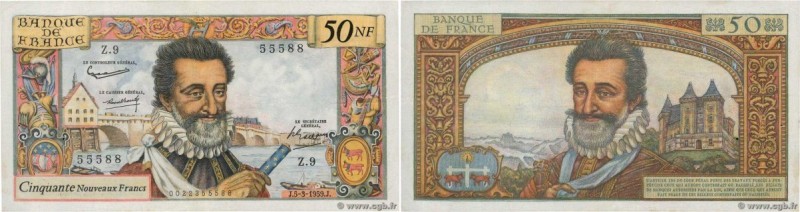 Country : FRANCE 
Face Value : 50 Nouveaux Francs HENRI IV 
Date : 05 mars 1959 ...