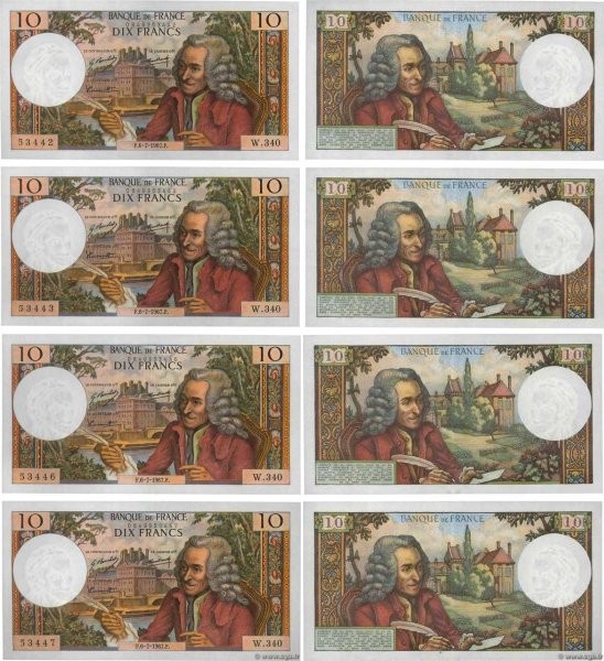 Country : FRANCE 
Face Value : 10 Francs VOLTAIRE Lot 
Date : 06 juillet 1967 
P...