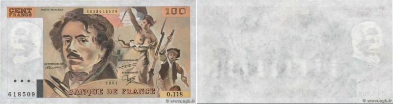 Country : FRANCE 
Face Value : 100 Francs DELACROIX UNIFACE Fauté 
Date : 1987 
...