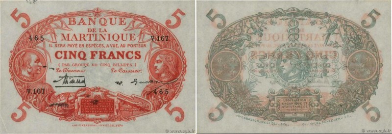 Country : MARTINIQUE 
Face Value : 5 Francs Cabasson rouge 
Date : (1929 ou 1933...