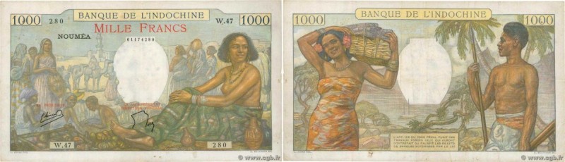 Country : NEW CALEDONIA 
Face Value : 1000 Francs 
Date : (1952-1958) 
Period/Pr...