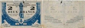 Country : OCEANIA 
Face Value : 2 Francs 
Date : 07 avril 1942 
Period/Province/Bank : Bon de Caisse des Établissements Français Libres de l'Océanie 
...