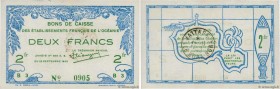 Country : OCEANIA 
Face Value : 2 Francs 
Date : 25 septembre 1943 
Period/Province/Bank : Bon de Caisse des Établissements Français de l'Océanie 
Cat...