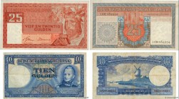 Country : NETHERLANDS 
Face Value : 10 et 25 Gulden Lot 
Date : 1949 
Period/Province/Bank : De Nederlandsche Bank 
Catalogue reference : P.83 et P.08...
