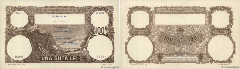 Country : ROMANIA 
Face Value : 100 Lei 
Date : 19 février 1940 
Period/Province...