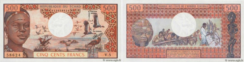 Country : CHAD 
Face Value : 500 Francs 
Date : (1974) 
Period/Province/Bank : B...