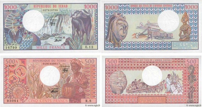Country : CHAD 
Face Value : 500 et 1000 Francs Lot 
Date : 01 juin 1980 
Period...