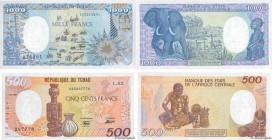 Country : CHAD 
Face Value : 500 et 1000 Francs Lot 
Date : 1986-1989 
Period/Province/Bank : Banque des États de l'Afrique Centrale 
Catalogue refere...