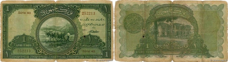 Country : TURKEY 
Face Value : 1 Livre 
Date : (1926) 
Period/Province/Bank : St...