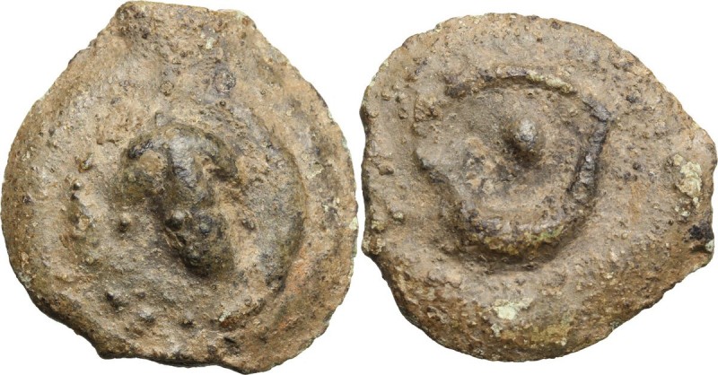 Greek Italy. Umbria, Iguvium. AE Cast Uncia, c. 280-240 BC. D/ Bunch of grapes. ...