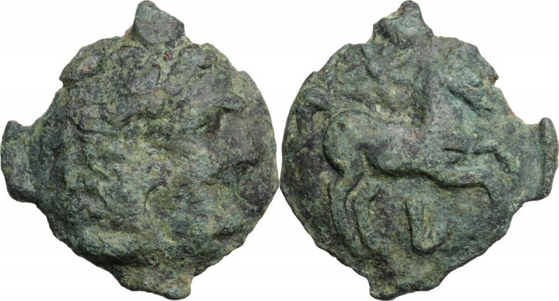 Greek Italy. Northern Apulia, Luceria. AE Cast Nummus, c. 217-212 BC. D/ Head of...