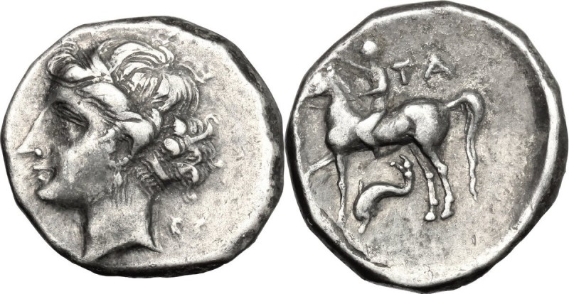 Greek Italy. Southern Apulia, "Campano-Tarentine". AR Nomos, c. 281-228 BC. D/ D...