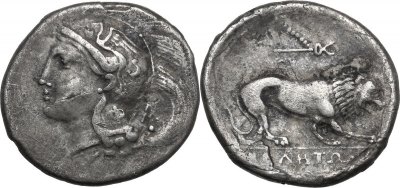 Greek Italy. Northern Lucania, Velia. AR Didrachm. Period VIII: Caduceus-Thunder...