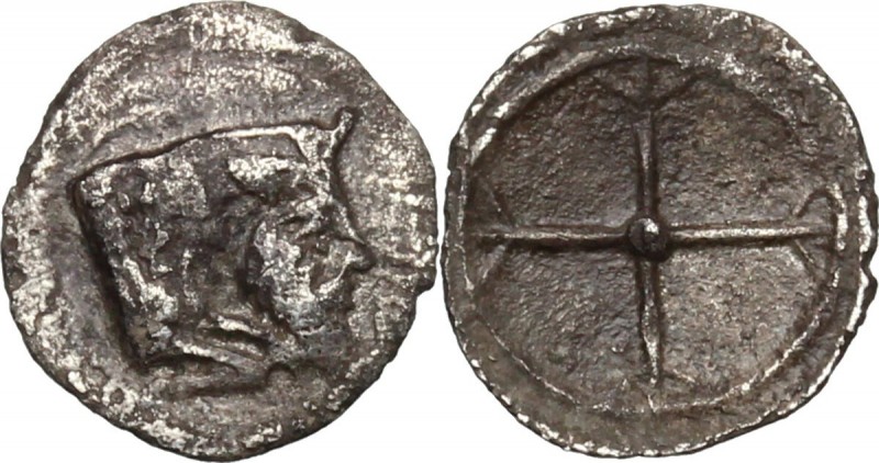Sicily. Gela. AR Litra (?), 480-475 BC. D/ Forepart of man-headed bull right. R/...