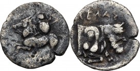 Sicily. Gela. AR Litra, c. 430-425 BC. D/ Warrior on horseback left. R/ ΓEΛAΣ. Forepart of man-headed bull right. Jenkins, Group VI, 401-53. HGC 2. 37...