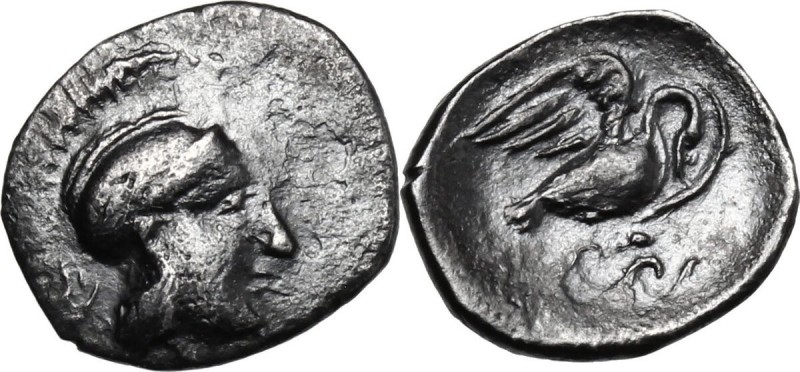 Sicily. Panormos as Ziz. AR Litra, c. 405-380 BC. D/ Head of Athena right wearin...