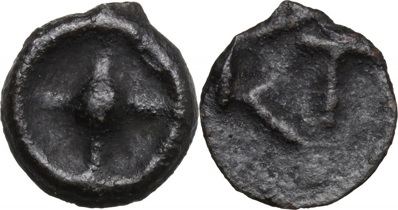 Continental Greece. Moesia, Istros. AE Cast Wheel type 13 mm, late 5th century B...