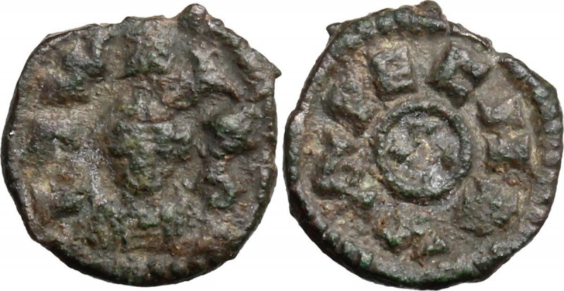 Africa. Etiopia, Aksum. Joel (580-620 AD). AE 12 mm. D/ Crowned and draped facin...