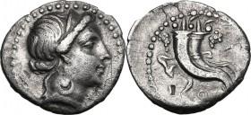 L. Sulla. AR Denarius, 81 BC. D/ Diademed head of Venus right. R/ Double cornucopiae tied with fillet; Q below. Cr. 375/2. B. (Cornelia) 33. AR. g. 3....
