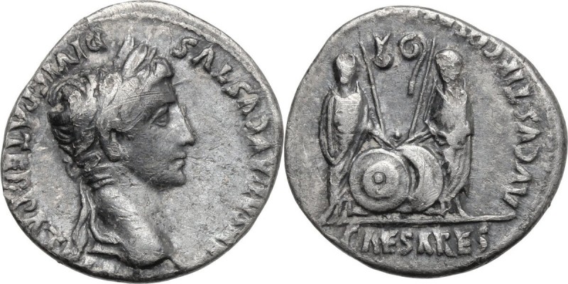 Augustus (27 BC. - 14 AD.). AR Denarius, 2 BC-2 AD. D/ CAESAR AVGVSTVS DIVI F PA...