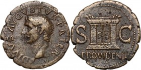 Augustus (Divus, after 14 AD). AE As, struck under Tiberius, circa 22-30 AD. D/ DIVVS AVGVSTVS PATER. Radiate head of Divus Augustus left. R/ S-C acro...
