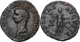 Claudius (41-54). AE As, c. 50-54 AD. D/ TI CLAVDIVS CAESAR AVG P M TR P IMP P P. Bare head left. R/ LIBERTAS AVGVSTA SC. Libertas stnading left, hold...