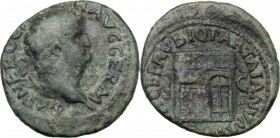 Nero (54-68). AE As, Rome mint. D/ IMP NERO CAESAR AVG GERM. Laureate head right. R/ PACE P R VBIQ PARTA IANVM CLVSIT SC. Wiew of one front of the tem...