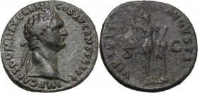 Domitian (81-96). AE As, 90-91 AD. D/ IMP CAES DOMIT AVG GERM COS XV CENS PER PP. Laureate head right. R/ VIRTVTI AVGVSTI SC. Virtus standing right, h...