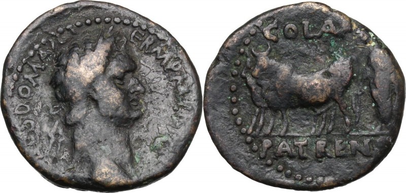 Domitian (81-96). AE Assarion. Patrae mint (Achaea). D/ CAES DOM AVG GERM P M [....