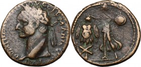 Domitian (81-96). AE 25 mm. Caesarea Maritima mint (Judaea). Struck circa 83 AD. D/ IMP DOMIT [] AVG GERMANICO. Laureate head left. R/ Athena standing...