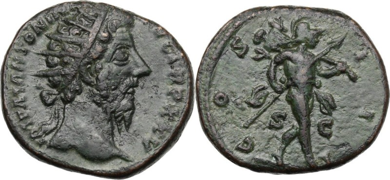 Marcus Aurelius (161-180). AE Dupondius, 170-171 AD. D/ IMP M ANTONINVS AVG TR P...