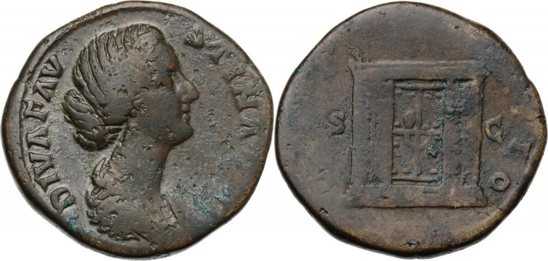 Faustina II, wife of Marcus Aurelius (died 176 AD). AE Sestertius. Consecration ...