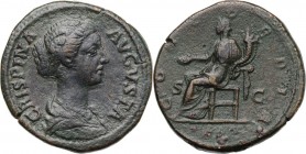 Crispina, wife of Commodus (died 183 AD). AE Sestertius, Rome mint, 178-182 AD. D/ CRISPINA AVGVSTA. Draped bust right. R/ CONCORDIA SC. Concordia sea...