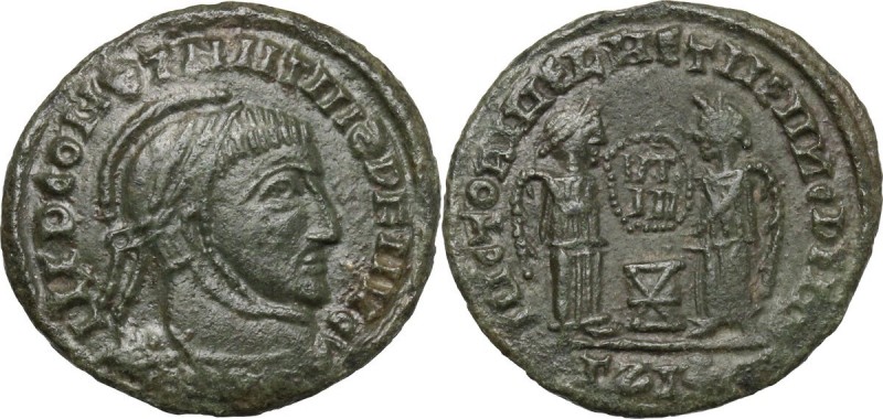 Constantine I (307-337). AE Follis, contemporary barbarous imitation of a Siscia...