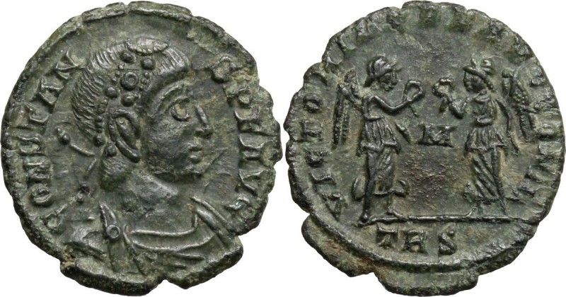 Constans (337-350). AE Follis, Treveri mint. D/ CONSTANS PF AVG. Rosette-diademe...